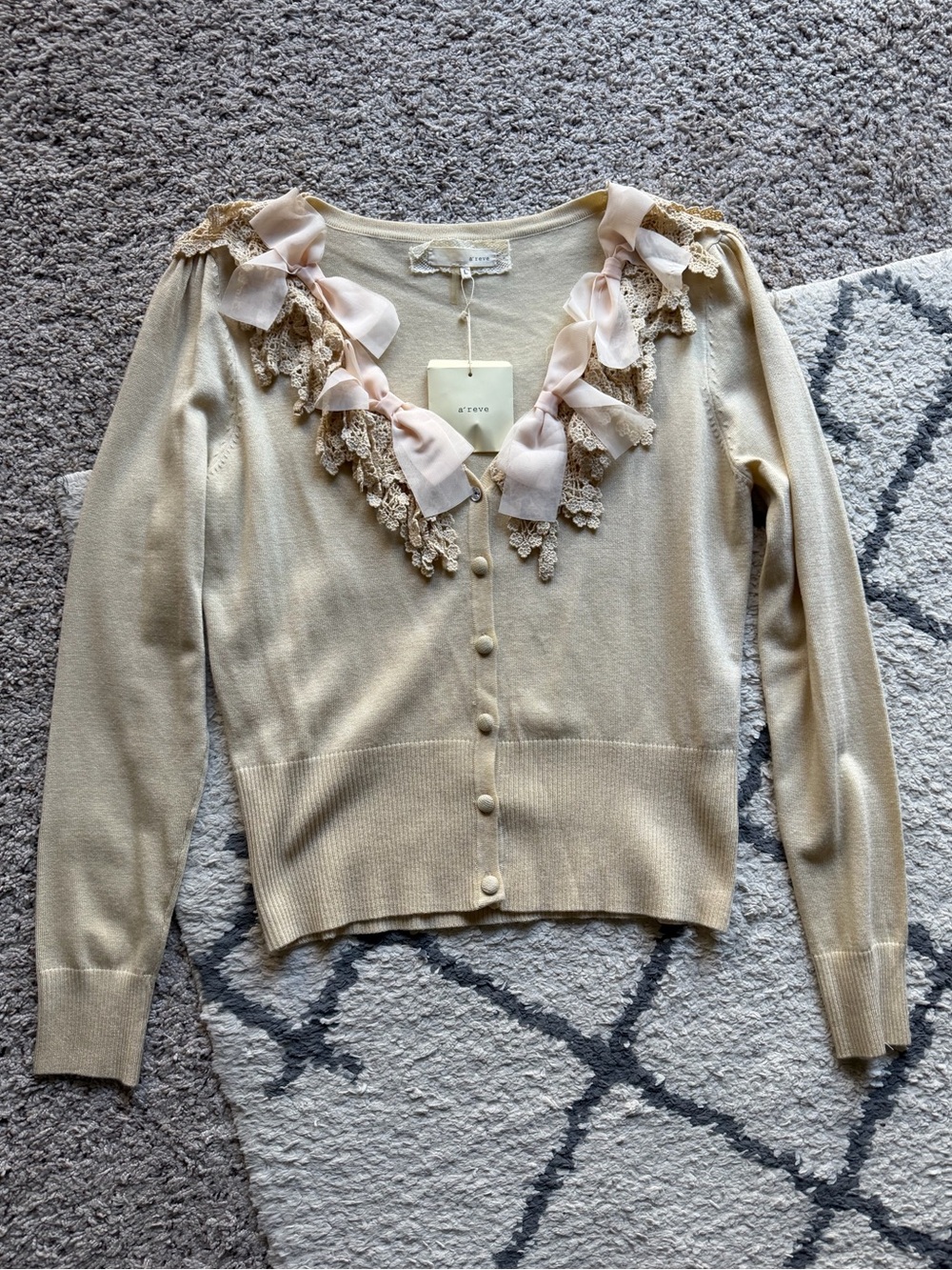 NWT A’reve Bow and Lace Sweater